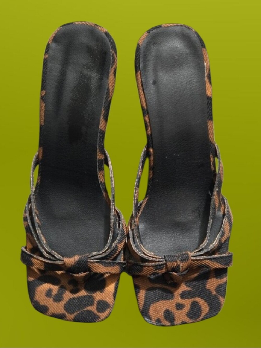 Leopard Print Slide Wedge Sandals - Brown/Black